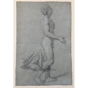 18th Century Italian School Nude Study Drawing On Paper