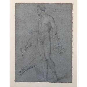 18th Italian School Study Of Nude Drawing On Paper