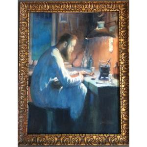 Jules Van De Leene (1887-1962) Violin Maker At Work