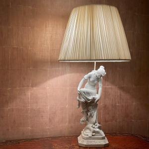 lampe 19ème  en biscuit signée Edouard DROUOT