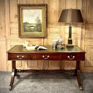 English Mahogany Desk Victorian Style 3 Drawers