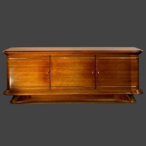 Large Art Deco Rosewood And Brass Reed Sideboard 