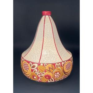 Art Deco Vase, "spinning Top" Model, From Emaux De Longwy