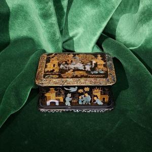  Small Chinese Box, Burgauté Lacquer, Napoleon III Period, Wood And Mother-of-pearl 