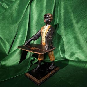 Mute Servant, Moorish Sculpture In Painted Wood, Napoleon III Period 