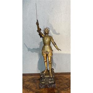 Bronze Statue Representing Joan Of Arc By The Artist G. Poitevin