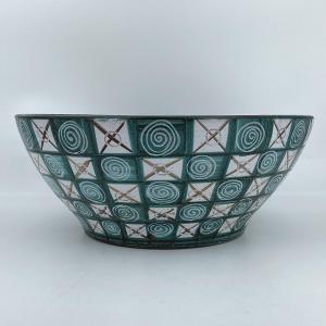 Large Ceramic Bowl From Vallauris Signed R.picault ( Robert Picault 1919-2000)