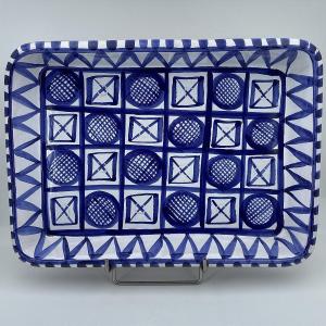 Blue Ceramic Dish From Vallauris, Signed R.picault (robert Picault 1919-2000)