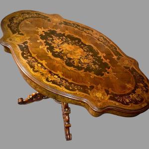 Gueridon Inlaid With Flowers 19th Century