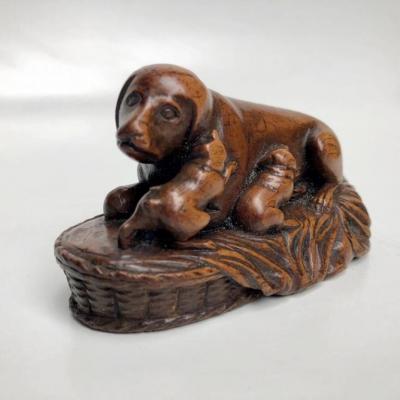 Bitch And Puppies - Carved Wood