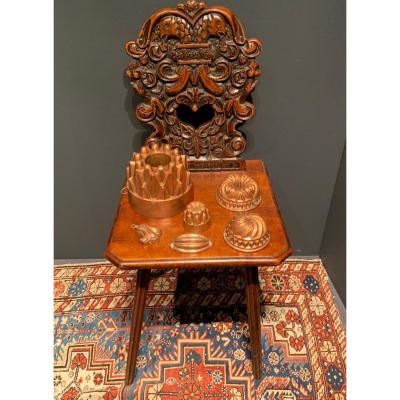 Alsatian Chair In Late 17th Century Walnut, Grotesque Decor And Eagle Heads
