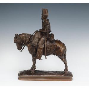 Emmanuel Fremiet (1824-1910), Patinated Bronze “horse Gunner Of The Line”, Second Empire. 