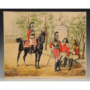 Grammont Emmanuel (1862-1960): Black Musketeers, Grey Musketeers: Watercolored Gouache,