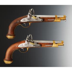 Pair Of Pistols Of The Bodyguards Of The Noailles Company, King's Household, 1816