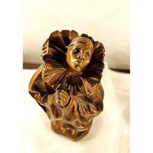 Bronze Pierrot By Lucien Alliot 1877-1967