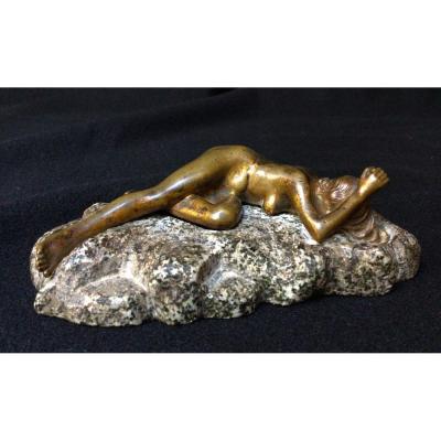 Bronze Naked Woman Signed Scotte 19th