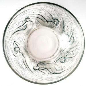 1921 René Lalique - Bowl Ondines Clear Glass Blue Patina