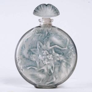 1912 René Lalique - Perfume Bottle Rosace Figurines Glass With Blue Patina
