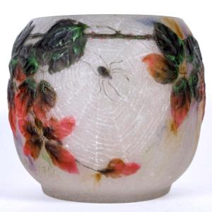 1920 Gabriel Argy Rousseau - Vase Araignees Et Ronces Spiders Glass Pate De Verre