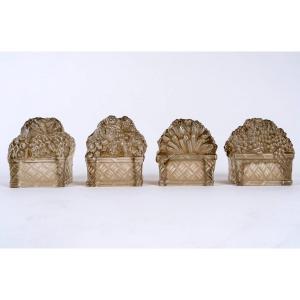 1939 René Lalique - Decorative Centrepieces Basket Four Seasons Glass With Sepia Patina