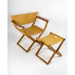 Hermès - Folding Armchair And Folding Stool Pippa Leather And Wood