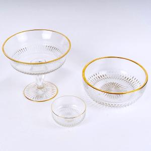 Saint Louis - Service Apollo Cristal And Gold Rims - New - 14 Pièces