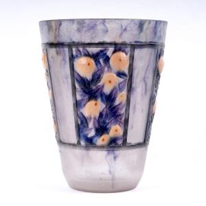 1922 Gabriel Argy Rousseau - Vase Fruits Et Feuillages Glass Pate De Verre
