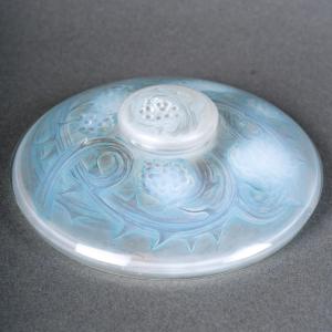 1920 René Lalique - Inkwell Mures Blackberry Opalescent Glass With Blue Patina