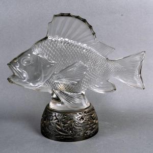 1922 René Lalique - Decorative Motif Gros Poisson Algues Glass - Bronze Base