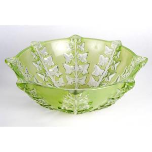 1927 René Lalique - Bowl Lierre Ivy Glass With Green Patina