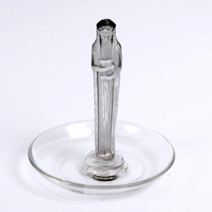 1925 René Lalique - Pintray Ashtray Statuette Source De La Fontaine Glass With Grey Patina