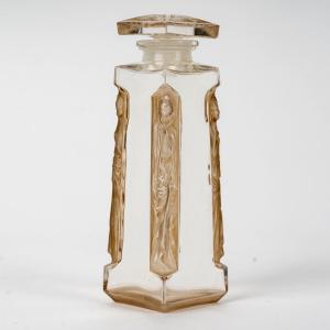 1911 René Lalique - Perfume Bottle Quatre Aigles Four Eagles Glass With Sepia Patina