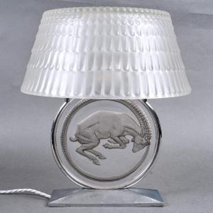 1931 René Lalique - Art Deco Lamp Belier Ram Glass With Grey Patina
