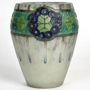 1923 Gabriel Argy Rousseau - Vase Ombelles Umbels Glass Pate De Verre