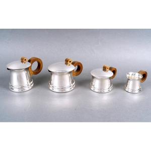 1935 Jean Puiforcat - Art Deco Modernist Tea And Coffee Set Sterling Silver