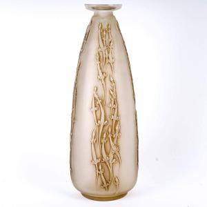 1912 René Lalique - Vase Four Groups Of Lizards Lézards Glass With Sepia Patina