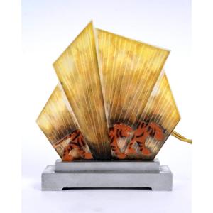 1928 Gabriel Argy Rousseau - Night Light Lamp Tigers Glass Pate De Verre