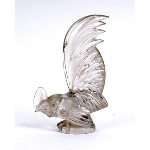 1928 René Lalique - Car Mascot Hood Ornament Coq Nain Rooster Glass