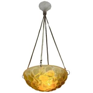 1926 René Lalique - Chandelier Ceiling Fixture Yellow Amber Glass