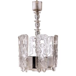 1948 Marc Lalique - Chandelier Ceiling Fixture Faunes Glass