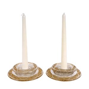 1934 René Lalique - Pair Of Art Deco Ricquewihr Candlesticks Glass With Sepia Patina