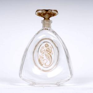 1912 René Lalique - Perfume Bottle La Sirene Mermaid Glass With Sepia Patina For Burmann
