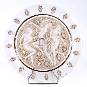1943 René Lalique - Plate Dish Côte d'Or Glass With Sepia Patina