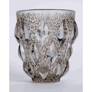 1927 René Lalique - Vase Rampillon Glass With Grey Patina