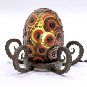 1928 Gabriel Argy Rousseau - Night Light Lamp Bouquet De Fleurs Glass Pate De Verre