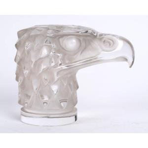 1928 René Lalique - Car Mascot Eagle Tete d'Aigle Glass With Grey Patina