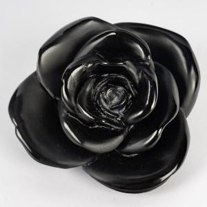 Daum France - Paperweight Decorative Flower Rose Passion Black Crystal