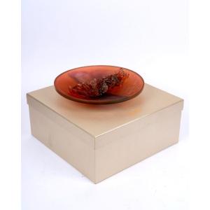 Daum France - Bowl Orchid Flower Fleur d'Orchidée Crystal - New In Box