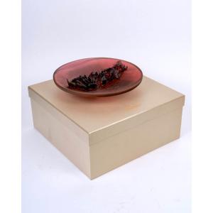 Daum France - Bowl Orchid Flower Fleur d'Orchidée Crystal - New In Box