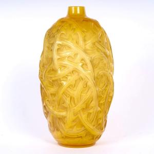 1921 René Lalique - Vase Ronces Cased Yellow Opalescent Glass 